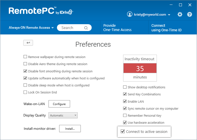 Connect to active session